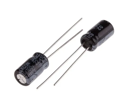 63-4998-69 RS PRO 22μF 100V dc Aluminium Electrolytic Capacitor, Through Hole 6.3 (Dia.) x 11mm +105°C 6.3mm 2.5mm 11mm 711-1703