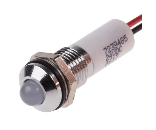 63-5024-07 RS PRO White Indicator, 24 V dc, 8mm Mounting Hole Size, Lead Wires Termination, IP67 723-9485