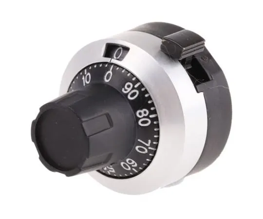63-5078-48 Bourns Potentiometer Knob, Dial Type, 22.8mm Knob Diameter, Black, Chrome, 3.17mm Shaft H-516-3A