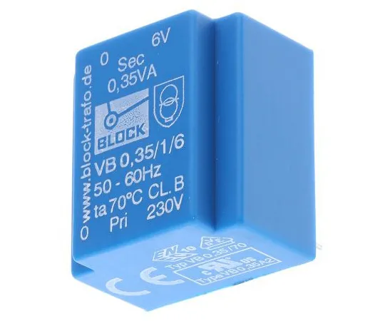 63-5033-26 6V ac 1 Output Through Hole PCB Transformer, 0.35VA VB 0,35/1/6