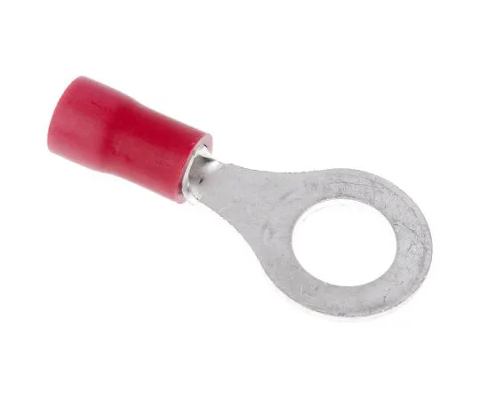 63-4964-85 JST FV Series Insulated Crimp Ring Terminal, M6 (1/4) Stud Size, 0.25mm² to 1.65mm² Wire Size, Red FVWS1.25-6(LF)