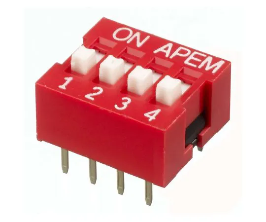 63-5158-94 4 Way Through Hole DIP Switch SPST, Raised Actuator NDS-04-V