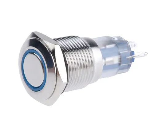 63-5125-51 RS PRO Single Pole Double Throw (SPDT) Momentary Blue LED Push Button Switch, IP65, IP67, 16 (Dia.)mm, Panel Mount, 811-8437