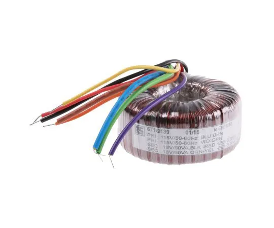 63-4937-62 2 Output Toroidal Transformer, 120VA, 2 x 18V ac 671-9139
