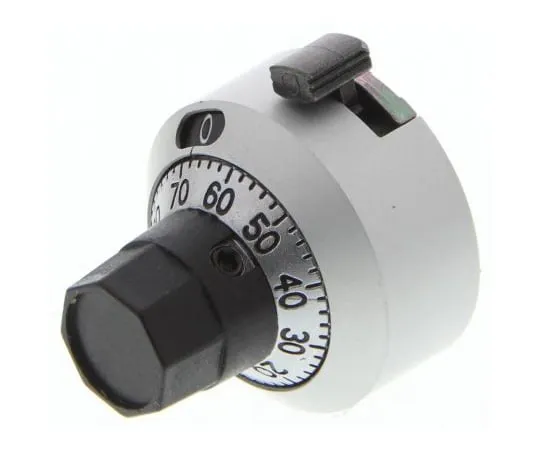 63-5038-07 Bourns Potentiometer Knob, Dial Type, 22.2mm Knob Diameter, Chrome, 6.35mm Shaft H-22-6A