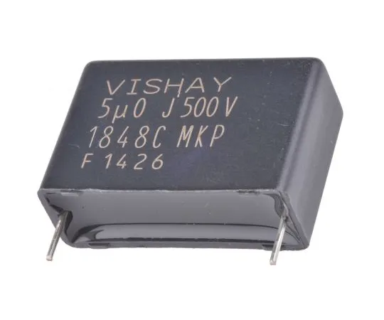 63-5136-77 Vishay 5μF Polypropylene Capacitor PP 500V dc ±5% Tolerance Through Hole MKP1848C DC-Link Series MKP1848C55050JK2
