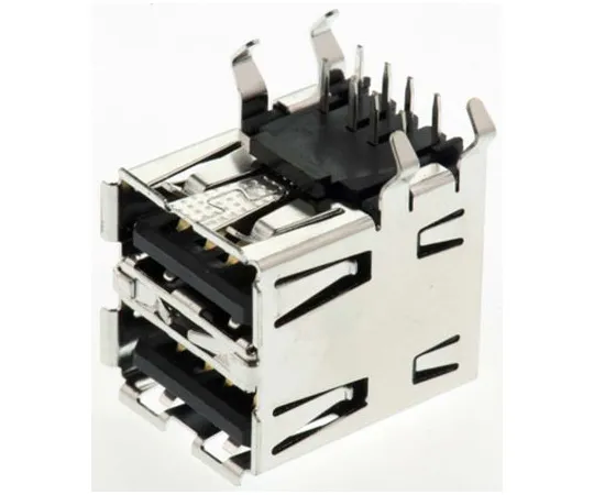 63-4987-17 TE Connectivity Dual Port Right Angle Through Hole, Version 2.0 Type A USB Connector, Receptacle 1903815-1