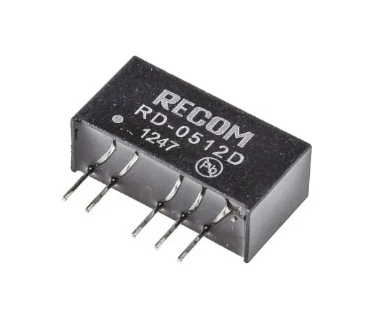 63-4938-59 Recom RD 2W Isolated DC-DC Converter Through Hole, Voltage in 4.5 → 5.5 V dc, Voltage out ±12V dc RD-0512D