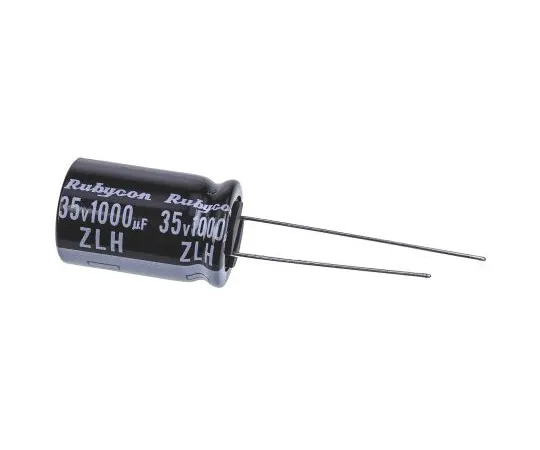 63-4985-15 Rubycon 1000μF 35V dc Aluminium Electrolytic Capacitor, Through Hole 12.5 (Dia.) x 20mm +105°C 12.5mm 5mm 35ZLH1000MEFC12.5X20
