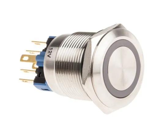 63-5125-55 RS PRO Single Pole Double Throw (SPDT) Latching Blue LED Push Button Switch, IP65, IP67, 22 (Dia.)mm, Panel Mount, 12V 811-8483