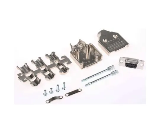 63-5080-78 9 Way D-Sub Socket Connector Kit With Cable Clamp, Contact Insert, D-sub Socket Connector, Hood, Metalised Grommet Kit, MHDM9-DM9S-K