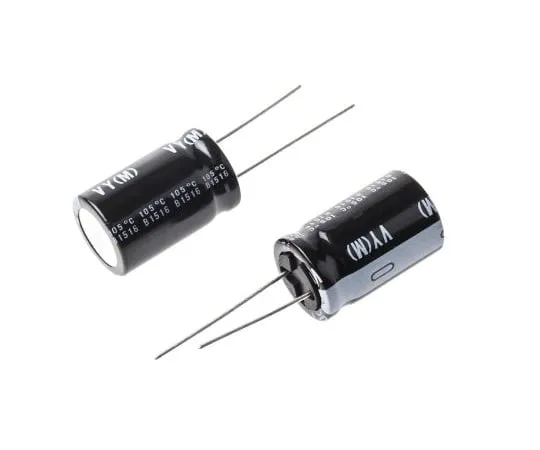 63-5043-33 Nichicon 1000μF 63V dc Aluminium Electrolytic Capacitor, Through Hole 16 (Dia.) x 25mm +105°C 16mm 7.5mm UVY1J102MHD