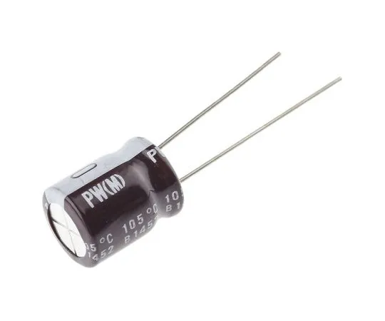 63-5008-47 Nichicon 100μF 63V dc Aluminium Electrolytic Capacitor, Through Hole 10 (Dia.) x 12.5mm +105°C 10mm 5mm UPW1J101MPD