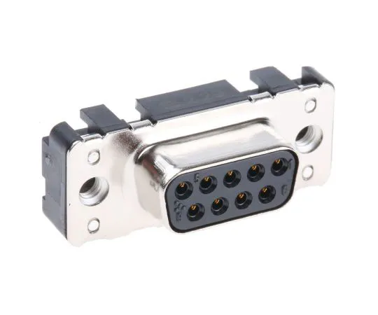63-4971-13 Harting 9 Way Through Hole PCB D-sub Connector Socket, 2.74mm Pitch, with 4-40 UNC Threaded Inserts 9661516512
