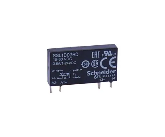 63-5181-07 Schneider Electric 3.5 A SPNO Solid State Relay, DC, PCB Mount, MOSFET, 24 V dc Maximum Load SSL1D03BD