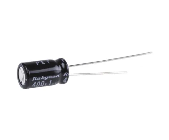 63-5081-71 Rubycon 1μF 400V dc Aluminium Electrolytic Capacitor, Through Hole 6.3 x 11mm +105°C 6.3mm 2.5mm 400LLE1MEFC6.3X11