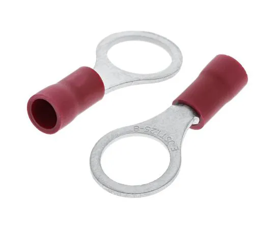 63-4964-84 JST FV Series Insulated Crimp Ring Terminal, M8 (5/16) Stud Size, 0.25mm² to 1.65mm² Wire Size, Red FVWS1.25-8(LF)
