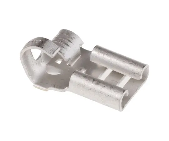 63-5017-26 TE Connectivity FASTON .250 Series Uninsulated Crimp Flag Terminal, 0.8mm² to 3mm², 18AWG to 12AWG, Tin Plated 42232-3