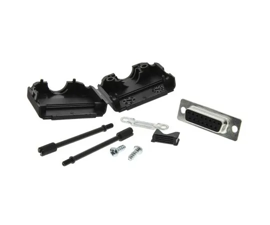 63-5080-86 15 Way D-Sub Socket Connector Kit With Contact Insert, D-sub Socket Connector, Hood, UNC 4-40 Thumb Screws MHDPPK15-DB15S-K