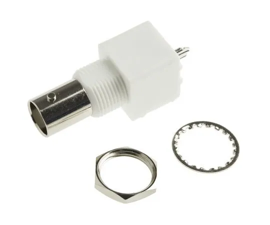 63-4981-08 Amphenol Straight 50Ω PCB Mount Bulkhead Fitting BNC Connector, jack, Nickel, Through Hole Termination B6251G1-NPP3G-50