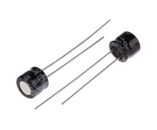63-4987-37 RS PRO 220μF 6.3V dc Aluminium Electrolytic Capacitor, Through Hole 6 (Dia.) x 5mm +105°C 6mm 2.5mm 5mm 706-0589