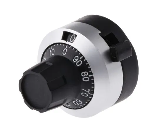63-5048-56 Bourns Potentiometer Knob, Dial Type, 22.8mm Knob Diameter, Black, Chrome, 6.35mm Shaft H-516-6A