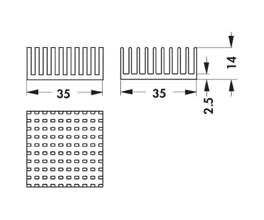 63-4940-64 Heatsink, PGA, 9.6K/W, 35 x 35 x 14mm, Adhesive Foil, Conductive Foil ICK PGA 14x14x14