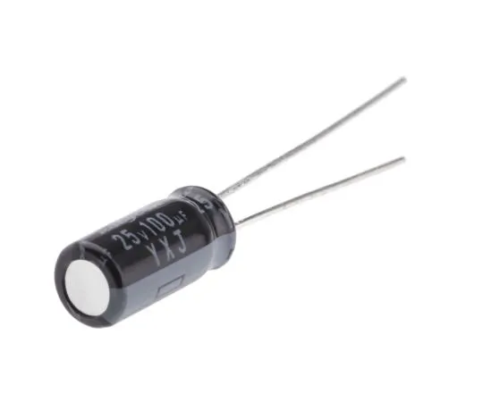 63-5052-73 Rubycon 100μF 25V dc Aluminium Electrolytic Capacitor, Through Hole 5 (Dia.) x 11mm +105°C 5mm 2mm 25YXJ100M5X11
