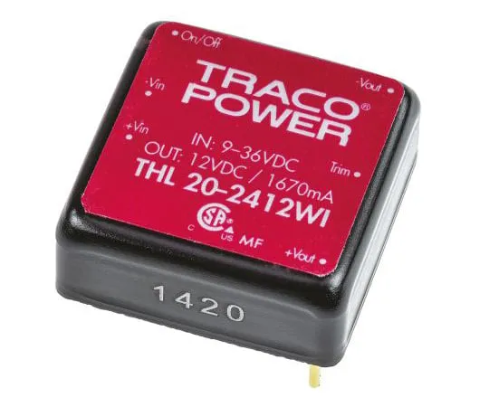 63-5034-63 TRACOPOWER THL 20WI 20W Isolated DC-DC Converter Through Hole, Voltage in 9 → 36 V dc, Voltage out 12V dc THL 20-2412WI
