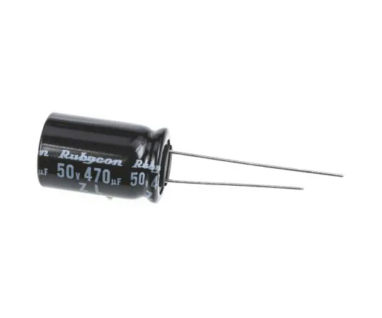 63-4984-80 Rubycon 470μF 50V dc Aluminium Electrolytic Capacitor, Through Hole 12.5 (Dia.) x 20mm +105°C 12.5mm 5mm 50ZL470MEFC12.5X20