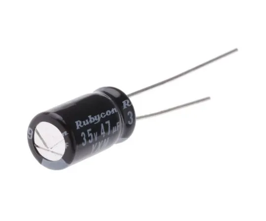 63-4986-74 Rubycon 47μF 35V dc Aluminium Electrolytic Capacitor, Through Hole 6.3 (Dia.) x 11mm +105°C 6.3mm 2.5mm 35YXM47MEFC6.3X11
