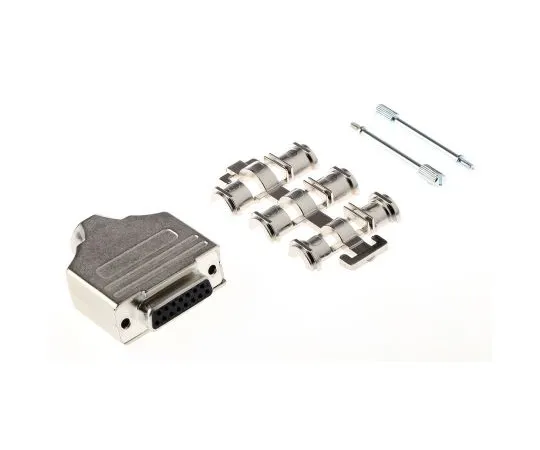 63-5080-79 15 Way D-Sub Socket Connector Kit With Cable Clamp, Contact Insert, D-sub Socket Connector, Hood, Metalised Grommet MHDM15-DB15S-K