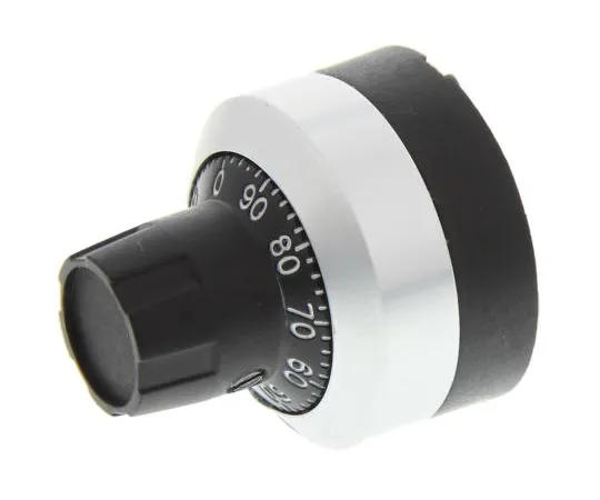 63-5085-14 Bourns Potentiometer Knob, Dial Type, 22.8mm Knob Diameter, Black, Chrome, 6mm Shaft H-516-6M