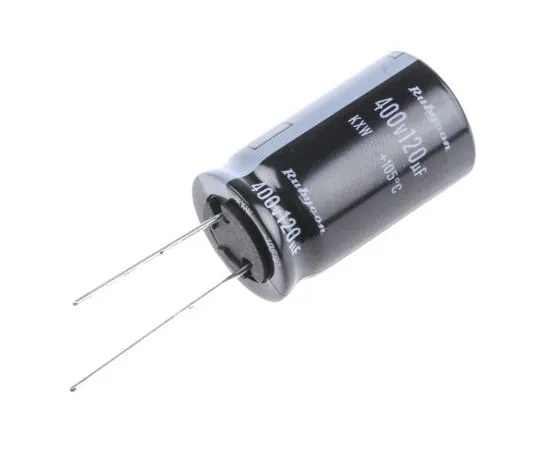 63-4986-38 Rubycon 120μF 400V dc Aluminium Electrolytic Capacitor, Through Hole 18 (Dia.) x 30mm +105°C 18mm 7.5mm 400KXW120MEFC18X30