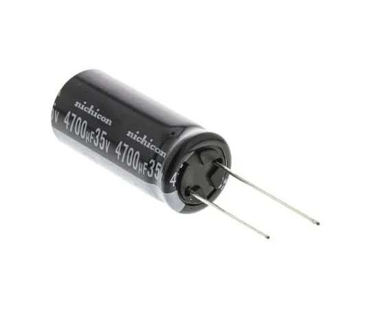 63-5043-20 Nichicon 4700μF 35V dc Aluminium Electrolytic Capacitor, Through Hole 16 (Dia.) x 35.5mm +105°C 16mm 7.5mm UVY1V472MHD