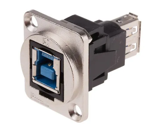 63-5173-40 RS Pro 2 Port Straight Panel Mount Female, Male Version USB 3.0 A, USB 3.0 B USB Adaptor 907-5624
