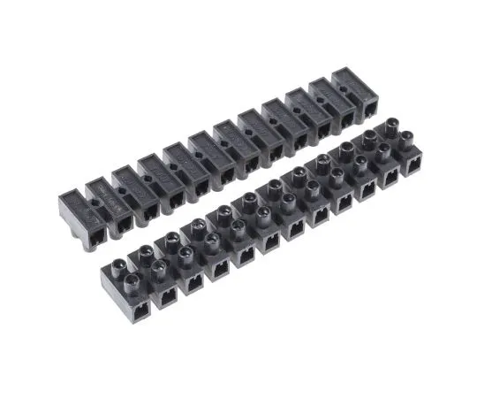 63-4984-42 RS Terminal Strip, Straight, 12way, 2 Row, 11mm Fixing Centres, 57A, 400 V, length 150.5mm, Black 703-3849