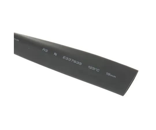 63-4979-54 RS Pro Black No Heat Shrink Tubing 19mm Sleeve Dia. x 5m Length 2:1 Ratio 700-4664