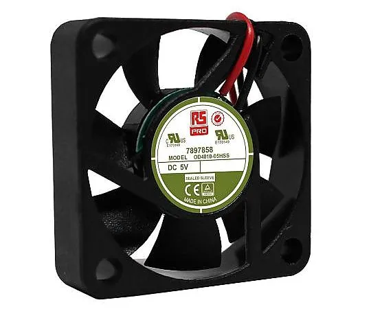 63-5104-21 RS PRO Axial Fan, 40 x 40 x 10.5mm, 7cfm, 1.92W, 5 V dc 789-7858