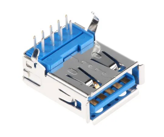 63-5112-47 TE Connectivity Right Angle Through Hole, Version 3.0 Type A USB Connector, Receptacle 1932258-1