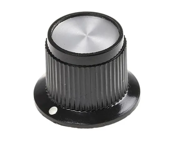 63-5096-62 TE Connectivity Potentiometer Knob, Grub Screw Type, 19mm Knob Diameter, Black, 6.35mm Shaft PK50B1/4