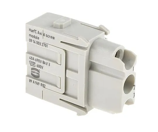 63-5142-87 Han-Modular 0914 Series Axial Module, Female, 3 Way, 40A, 690 V 9140032701