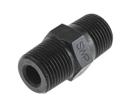 63-6550-71 Hi-Force Straight Nipple Fitting HF17, Connector A NPT 3/8-18 Male, Connector B NPT 3/8-18 Male HF17