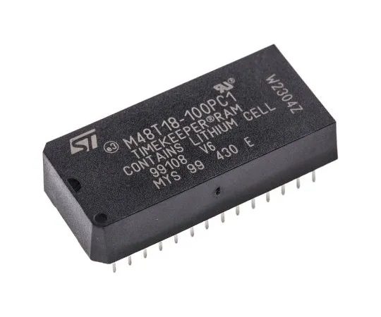 63-5005-04 STMicroelectronics M48T18-100PC1, Real Time Clock (RTC), 8192B RAM Parallel, 28-Pin PCDIP M48T18-100PC1