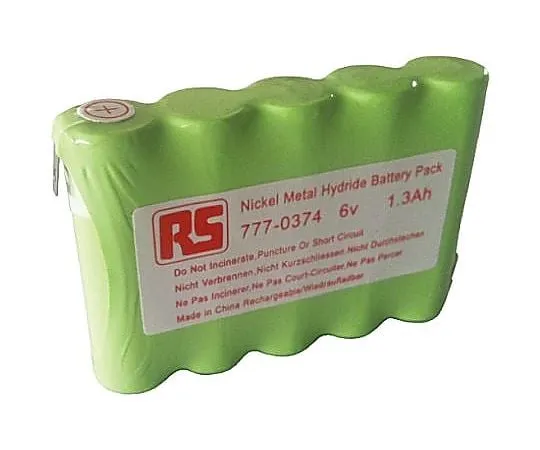 63-5091-83 RS PRO 6V NiMH AA Rechargeable Battery Pack, 1.3Ah 777-0374