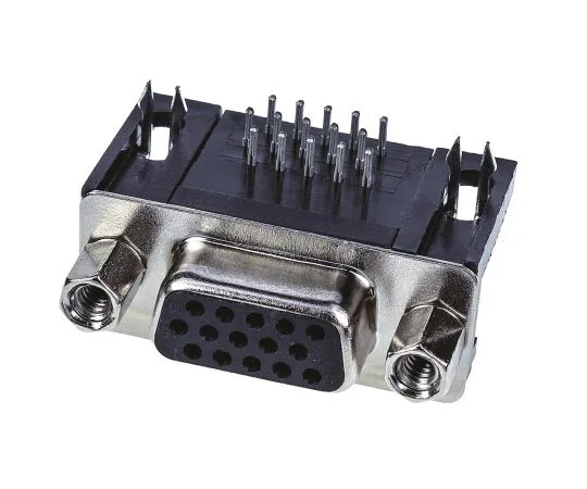 63-4970-91 Harting 15 Way Right Angle Through Hole PCB D-sub Connector Socket, 2.29mm Pitch, with 4-40 UNC Female Screwlocks, 9561527613