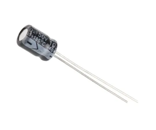 63-4989-49 RS PRO 10μF 50V dc Aluminium Electrolytic Capacitor, Through Hole 5 (Dia.) x 7mm +105°C 5mm 2mm 7mm 707-5682