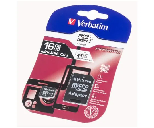 63-5159-58 Verbatim 16 GB MicroSDHC Card Class 10, UHS-1 U1 44082