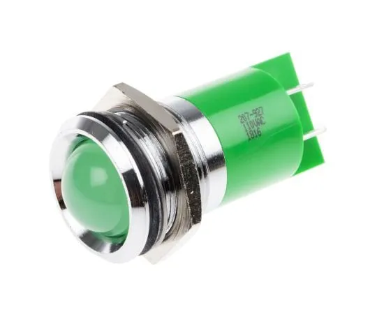 63-6584-55 RS PRO Green Indicator, 110 V ac, 22mm Mounting Hole Size, Solder Tab Termination 207-927