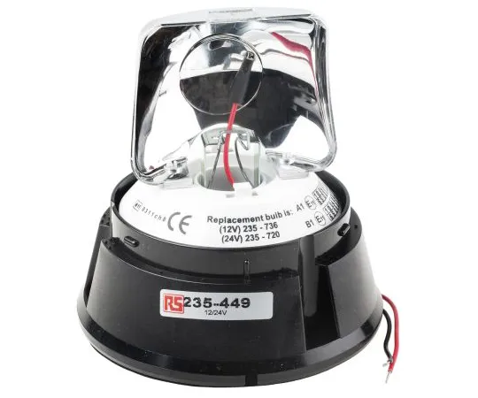 63-6600-22 RS PRO Incandescent Beacon, 12 V dc, 24 V dc, Rotating, Surface Mount 235-449